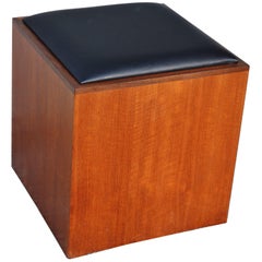 lps storage Danish Teak Stool or Ottoman with Hidden Storage for LPs or Books