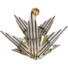 Chandelier Star Glass Rods and Brass, Italy, 1980s