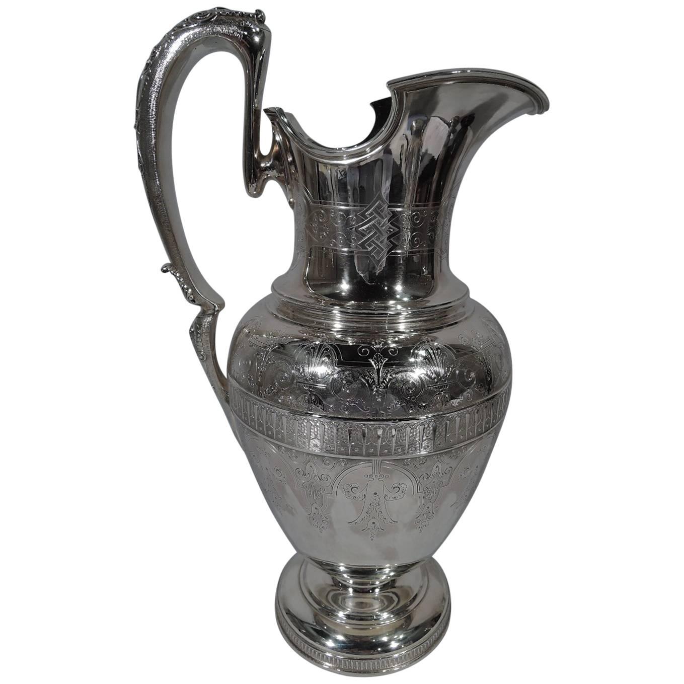 Tiffany Classical Sterling Silver Ewer with Early Broadway Hallmark