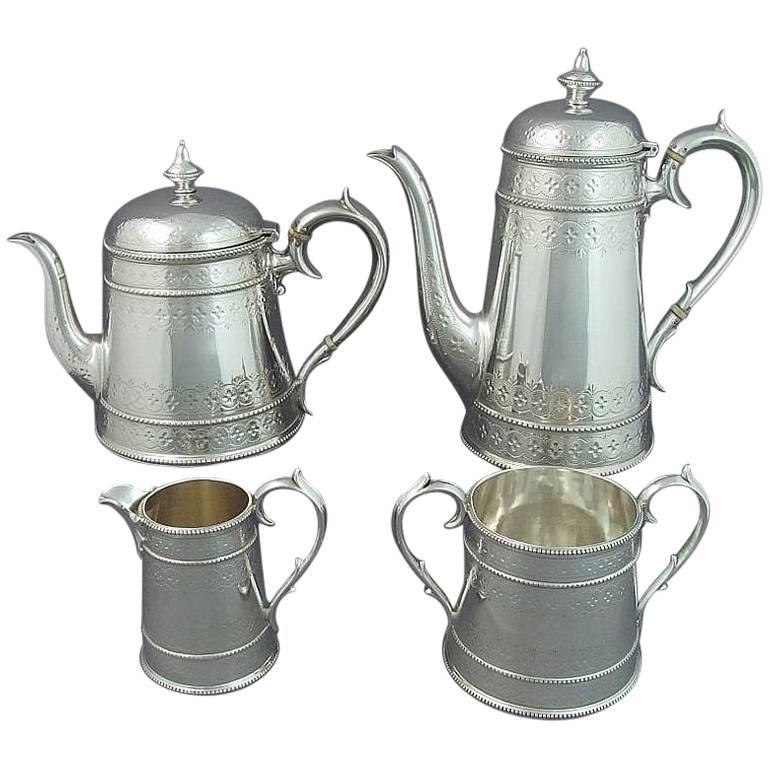Victorian Sterling Silver Tea Service For Sale