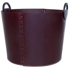 Leather Bushel Basket with White Oak or Aromatic Cedar Bottom