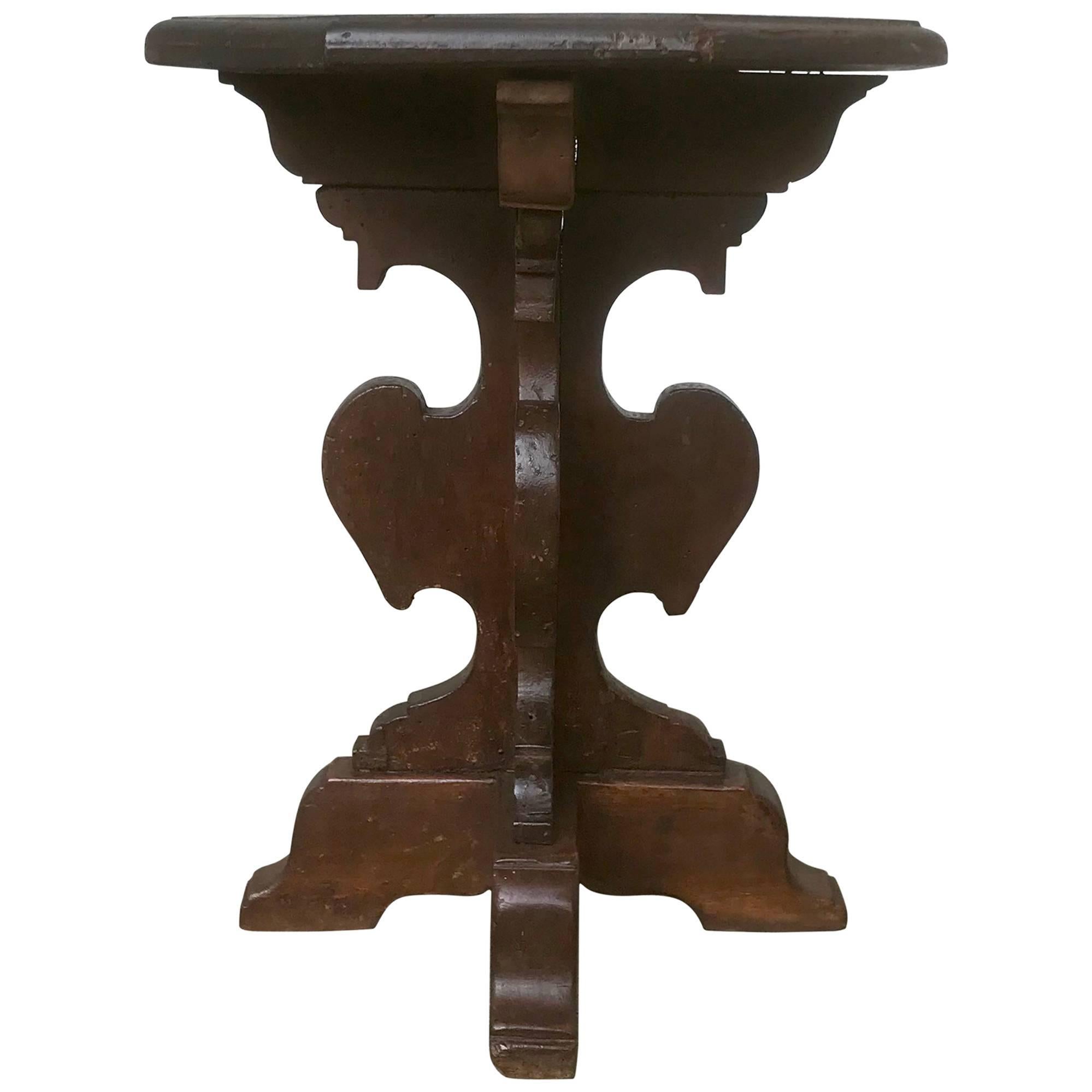 Italian Baroque Walnut Hexagonal Side Table