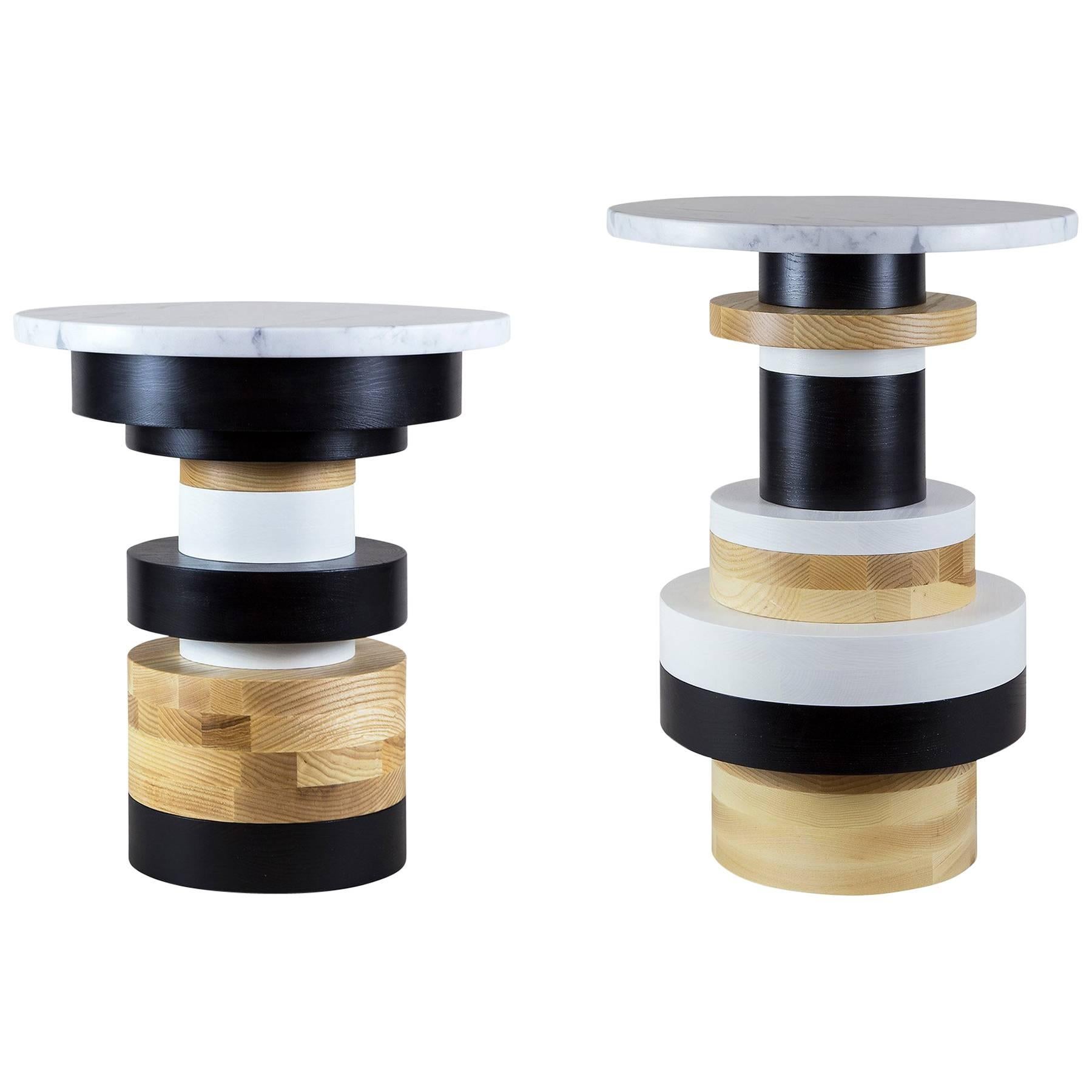 Sass Side Table Pair from Souda, Short and Tall, Made to Order For Sale
