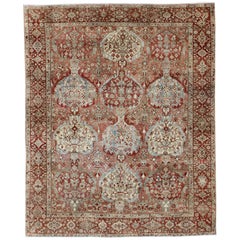 Grand tapis persan antique Bakhtiari avec médaillons sub-géométriques étagés