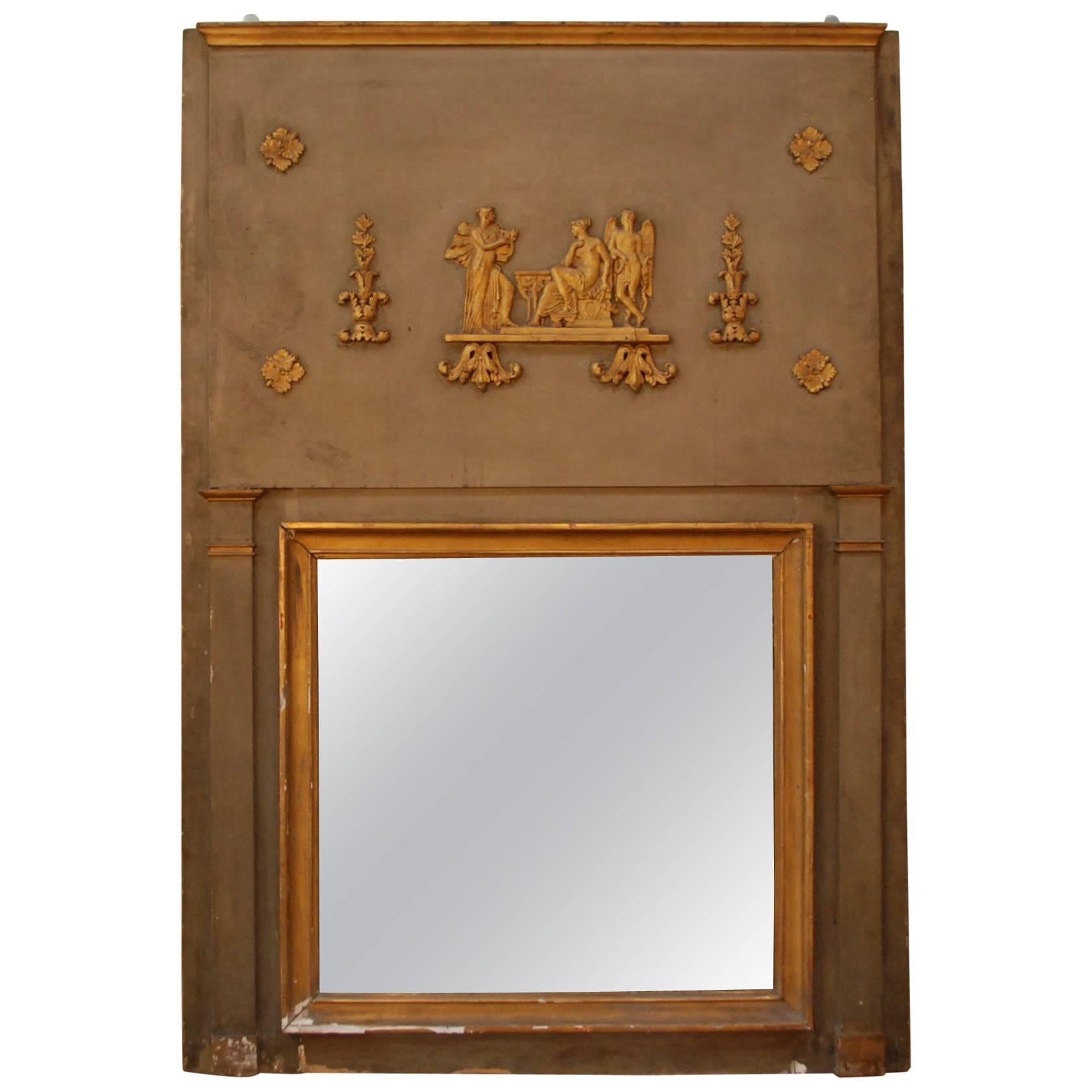 19th Century, French Trumeau Mirror For Sale