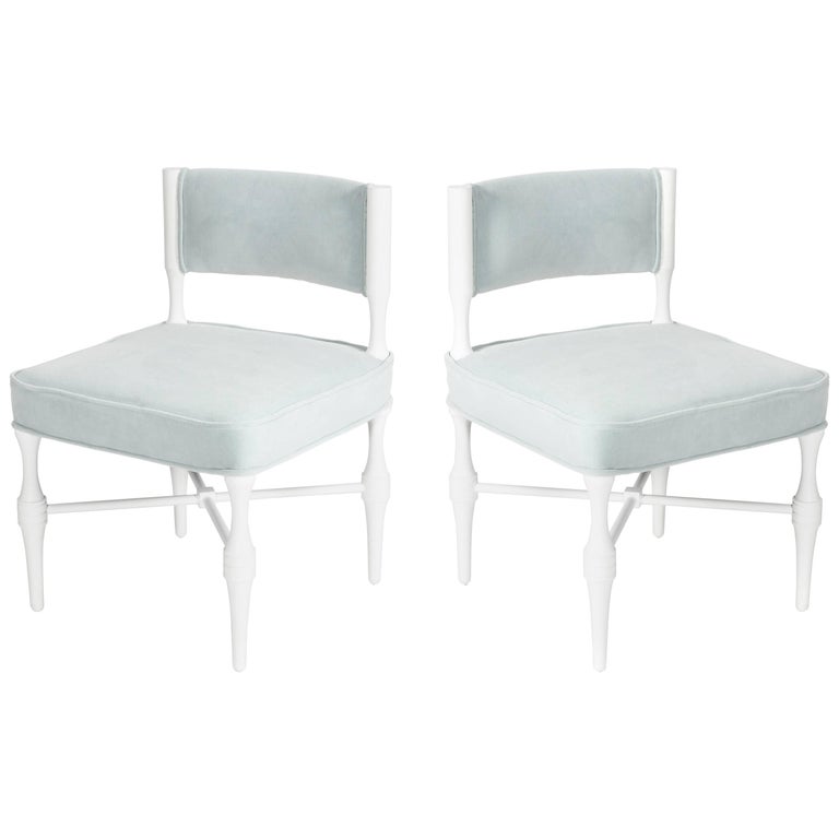Pair of Tommi Parzinger Petite Slipper or Vanity Chairs at 1stDibs