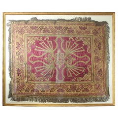 Framed Antique circa 1550 European Silk Tapestry/Bed Spread with Ornate Design