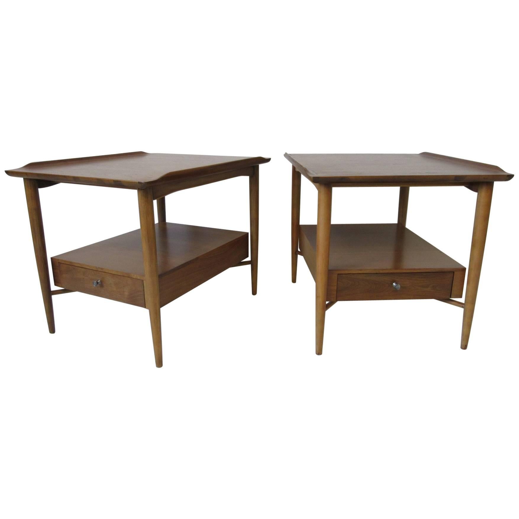 Finn Juhl Styled Wooden Mahogany End / Side Tables or Nightstands by Morganton
