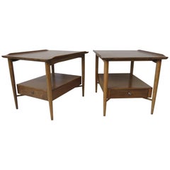 Retro Finn Juhl Styled Wooden Mahogany End / Side Tables or Nightstands by Morganton