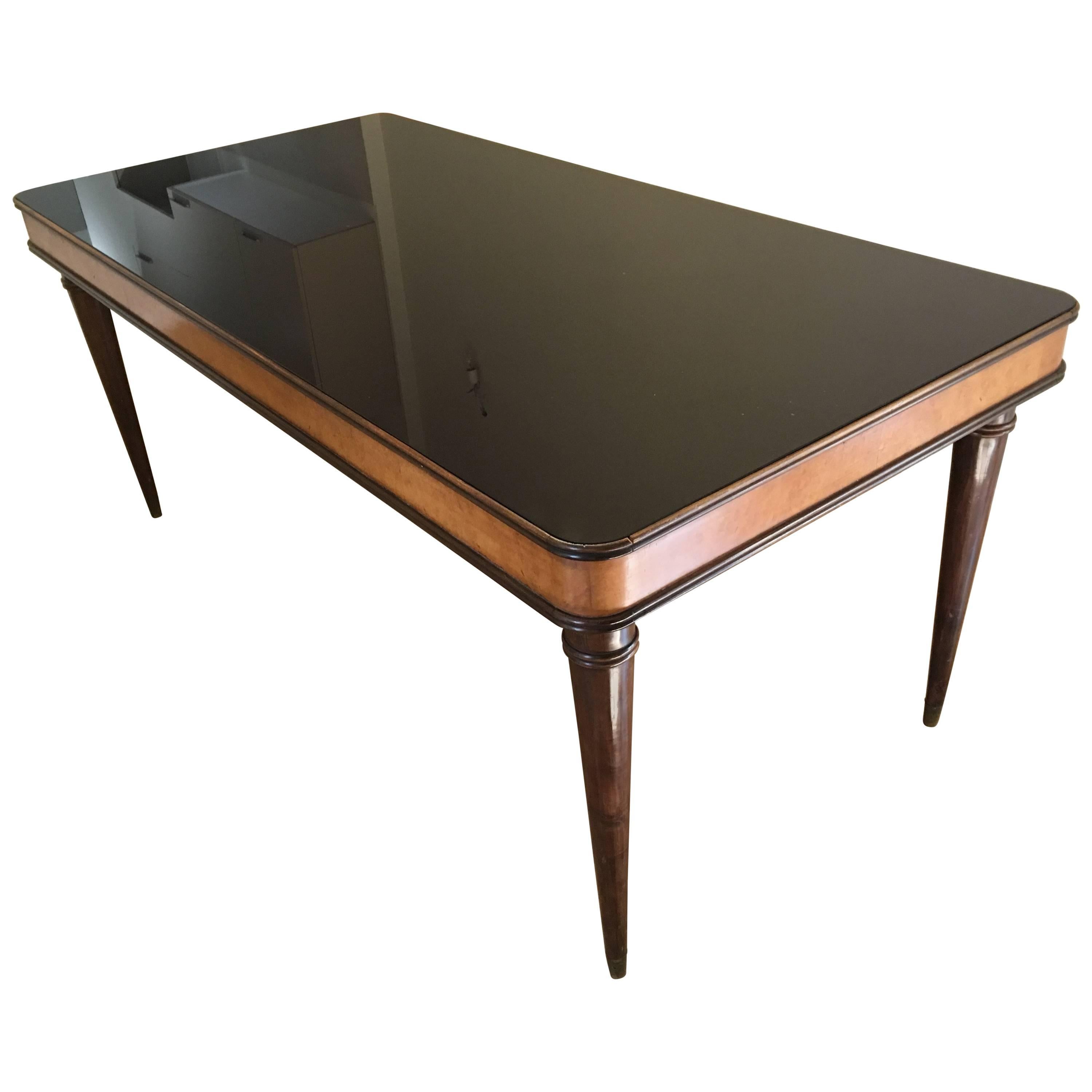 On Sale Italian Design Mid Century Modern Purple Glass Table for Six 