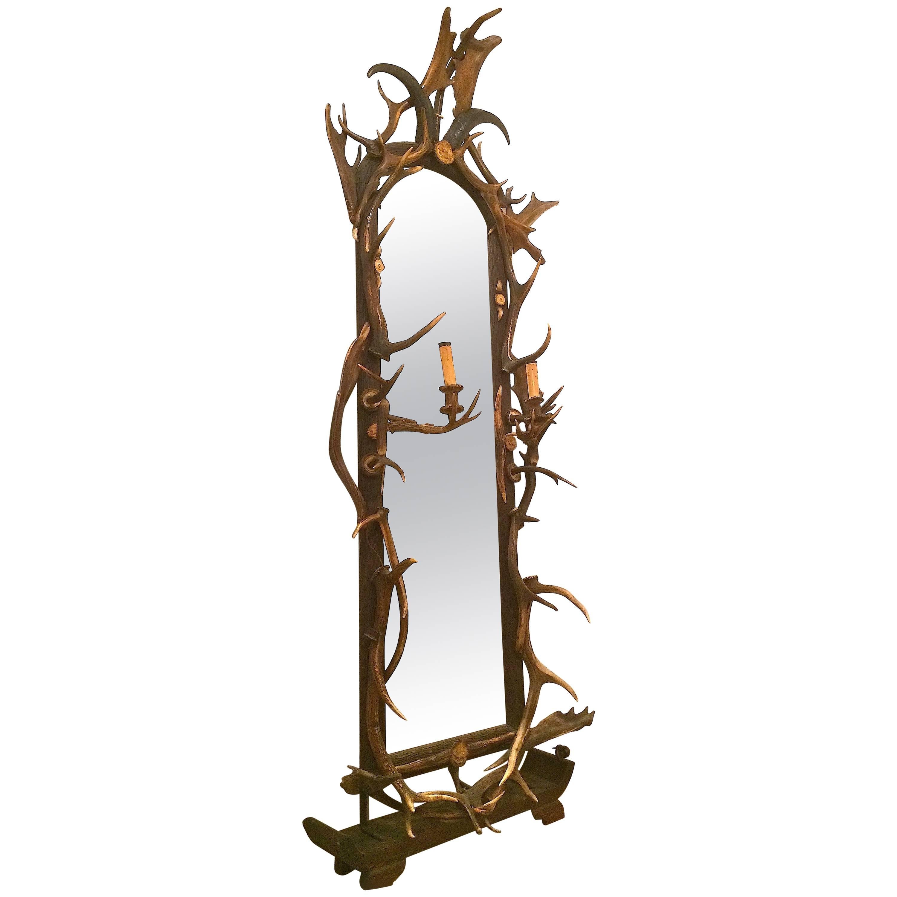 19th Century Black Forest Antlers Mirror For Sale