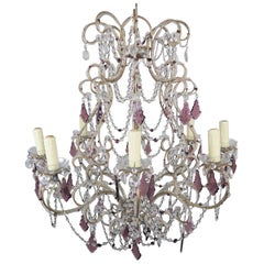 Eight-Light Crystal Beaded Amethyst Chandelier
