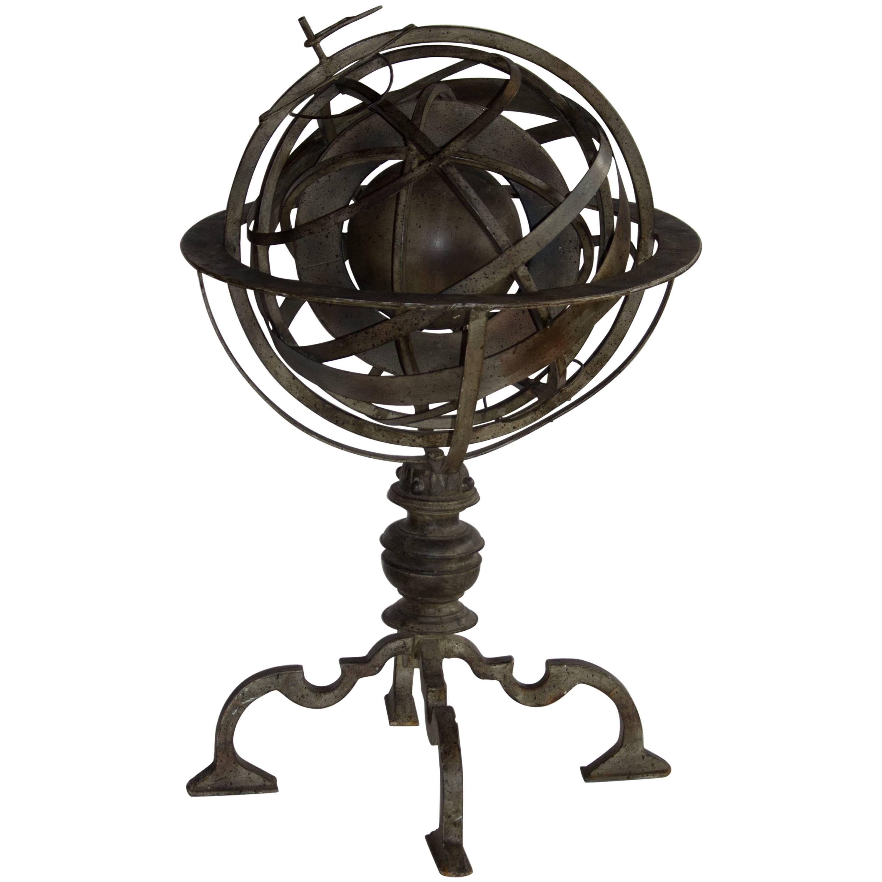 Vintage English Brass Armillary Astrolabe Globe