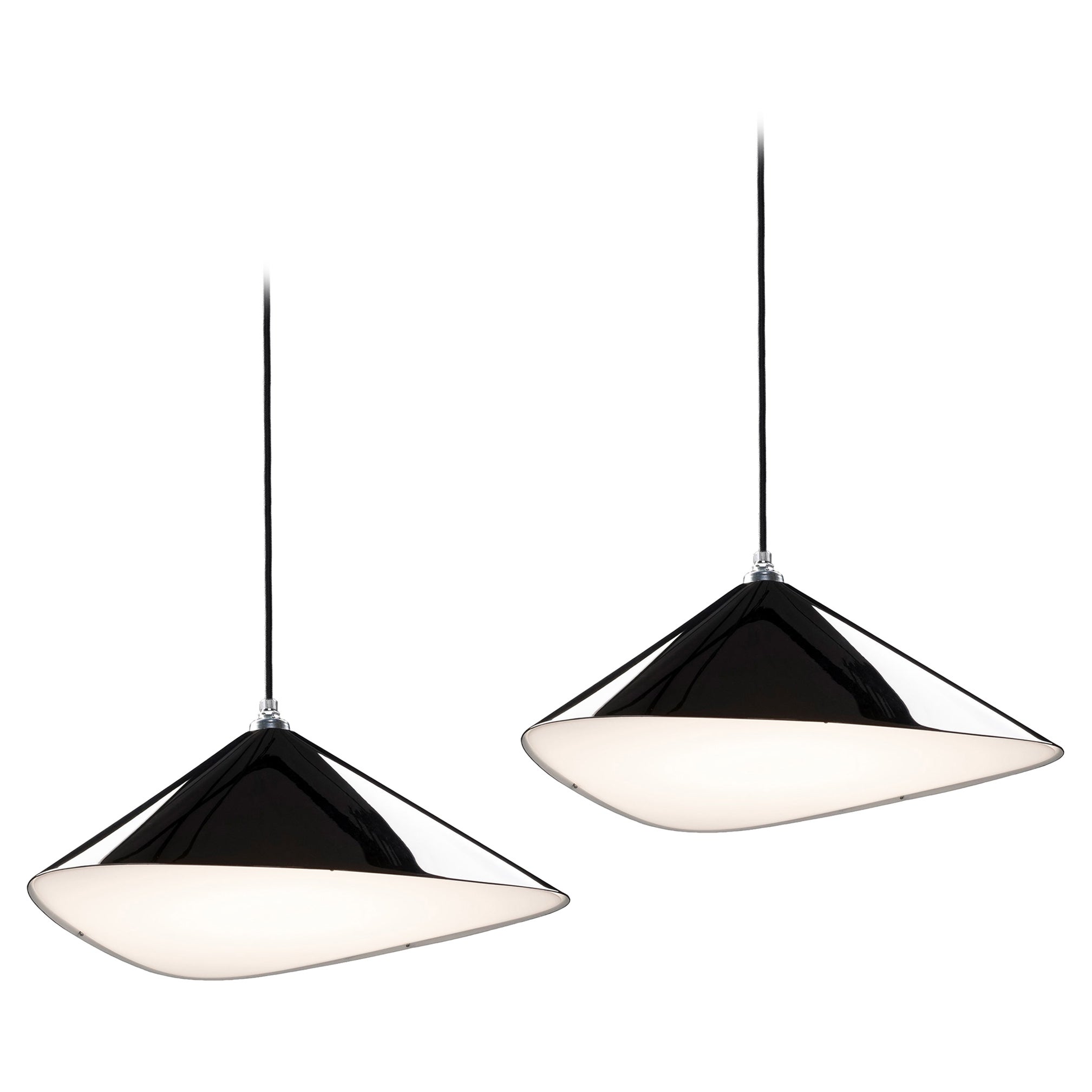 Daniel Becker 'Emily II' Pendant Lamp in Glossy Black for Moss Objects For Sale