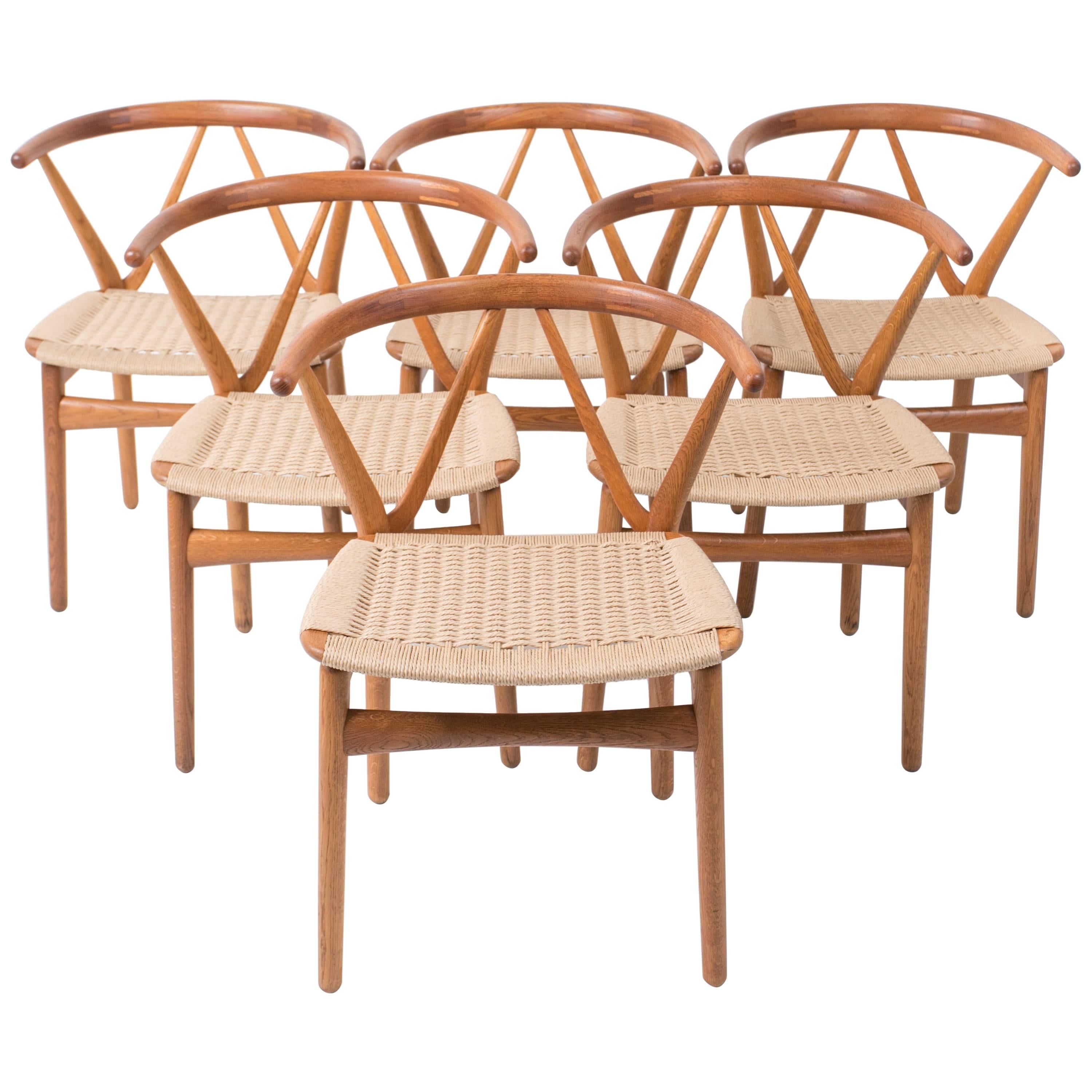 Set of Six Model 255 Teak Dining Chairs by Henning Kjærnulf for Bruno Hansen