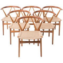 Set of Six Model 255 Teak Dining Chairs by Henning Kjærnulf for Bruno Hansen