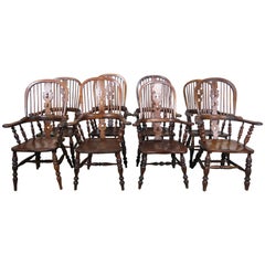 Set of Eight 19th Century English Windsor Armchairs