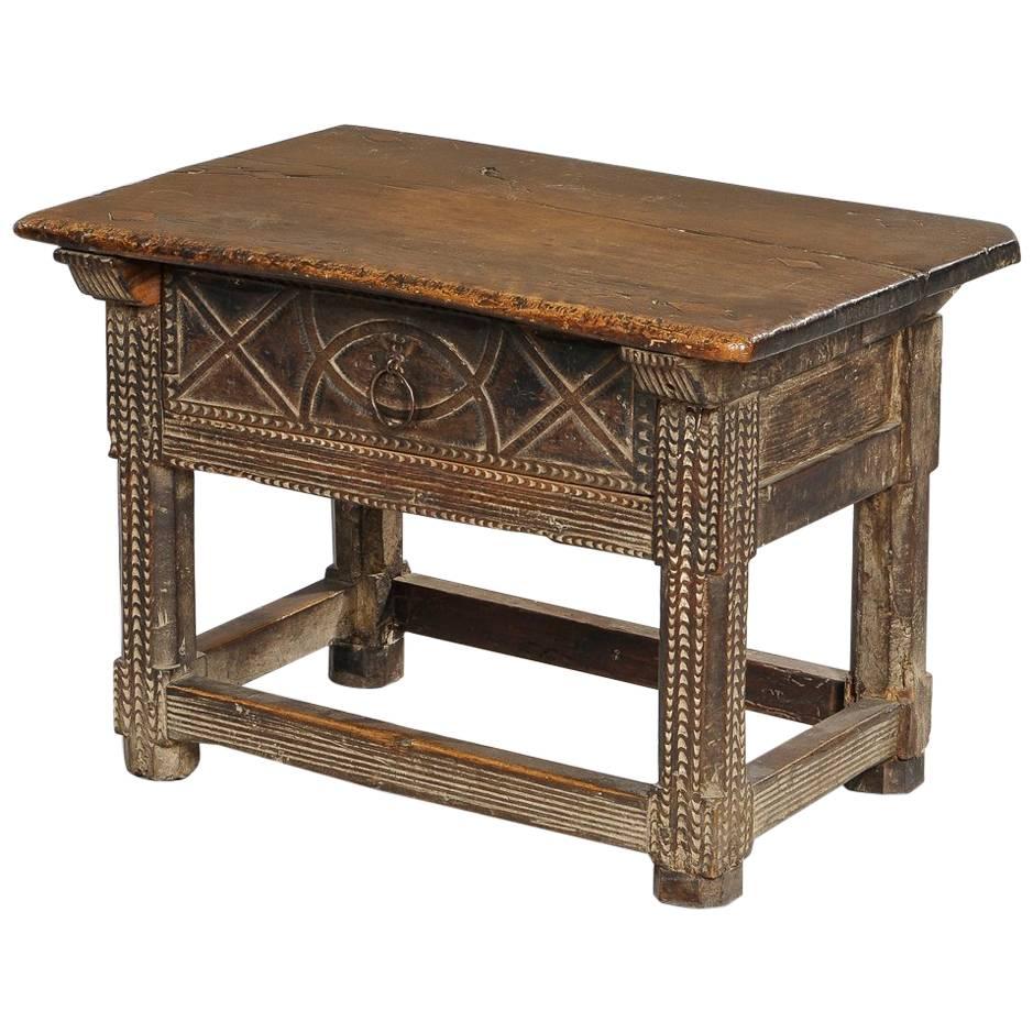Spanish Colonial Carved Oak and Walnut Table