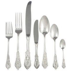 Vintage Wallace Rosepoint Sterling Silver Flatware Set for Eight
