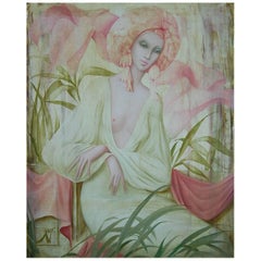 Vintage Beautiful Oil Painting of a Woman by Philippe Augé