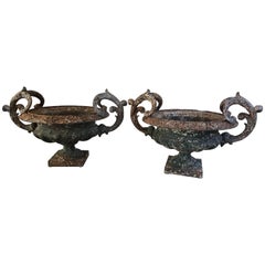 Antique French Cast Iron Urns