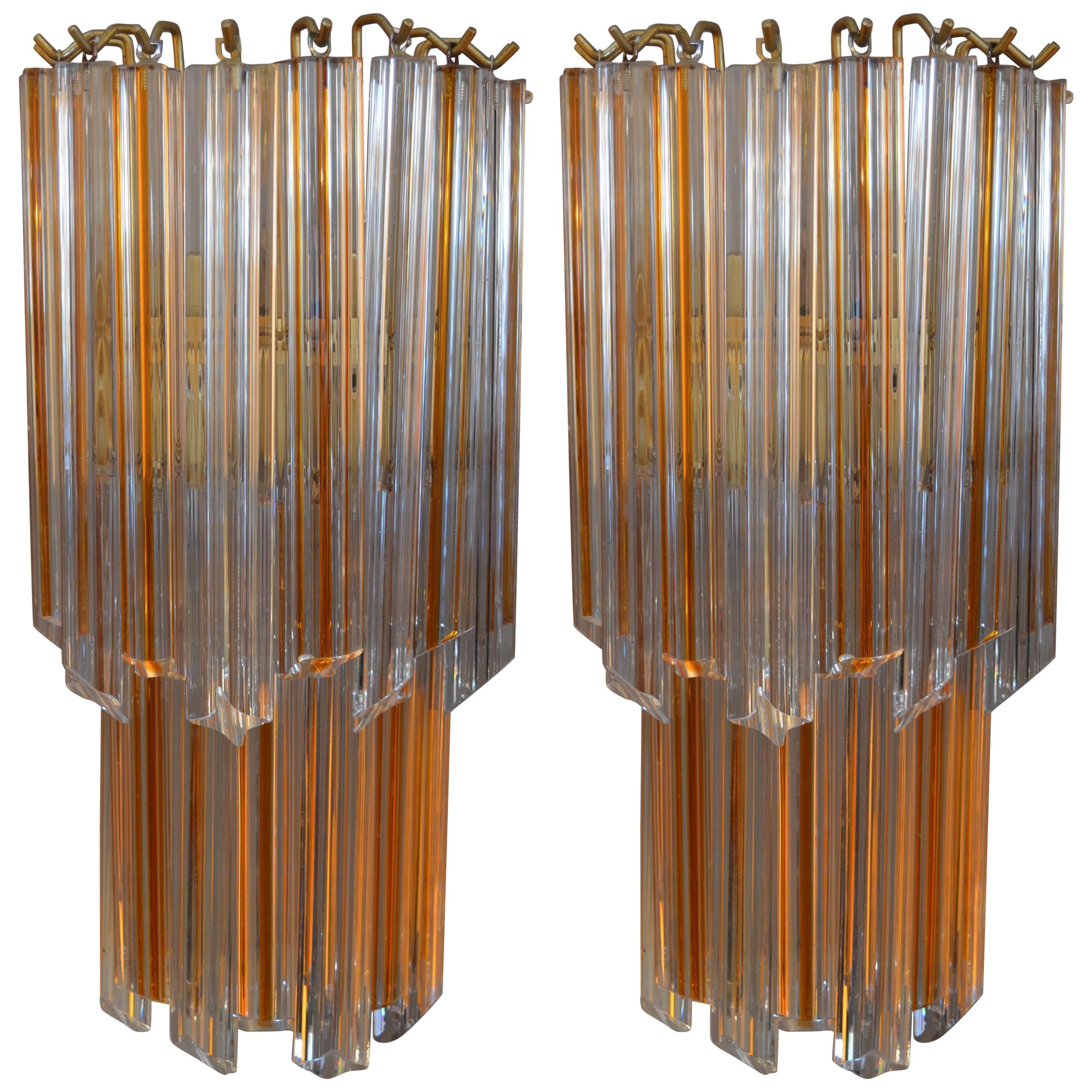 Pair of Venini Sconces with Yellow