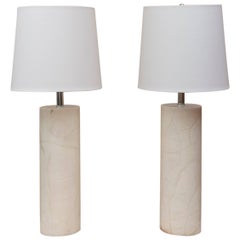 Monumental Pair of Marble Lamps