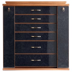 Polished Black Jewel Box in Maple and Mahogany by Agresti
