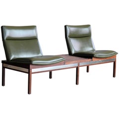 Canapé Modulaire Arthur Umanoff en Noyer avec Table pour Madison Furniture:: 1950s