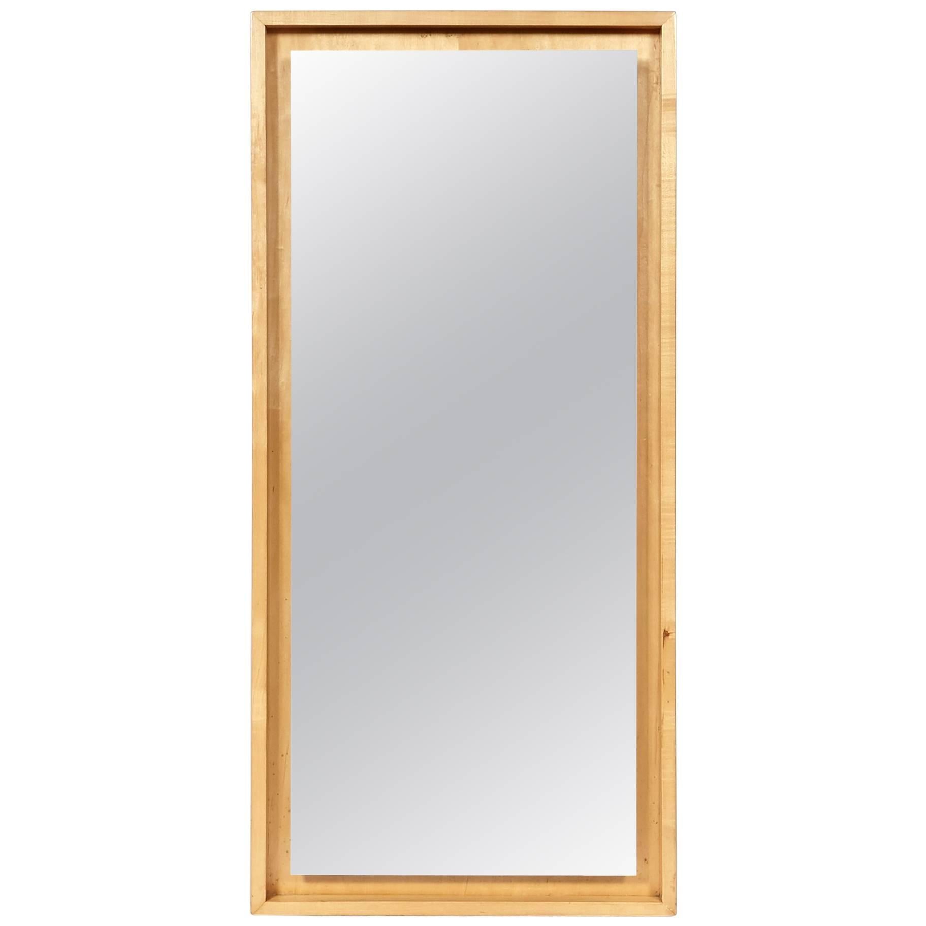 Mid-20th Century Inset Maple Wood Mirror Attributed to Conant Ball For Sale