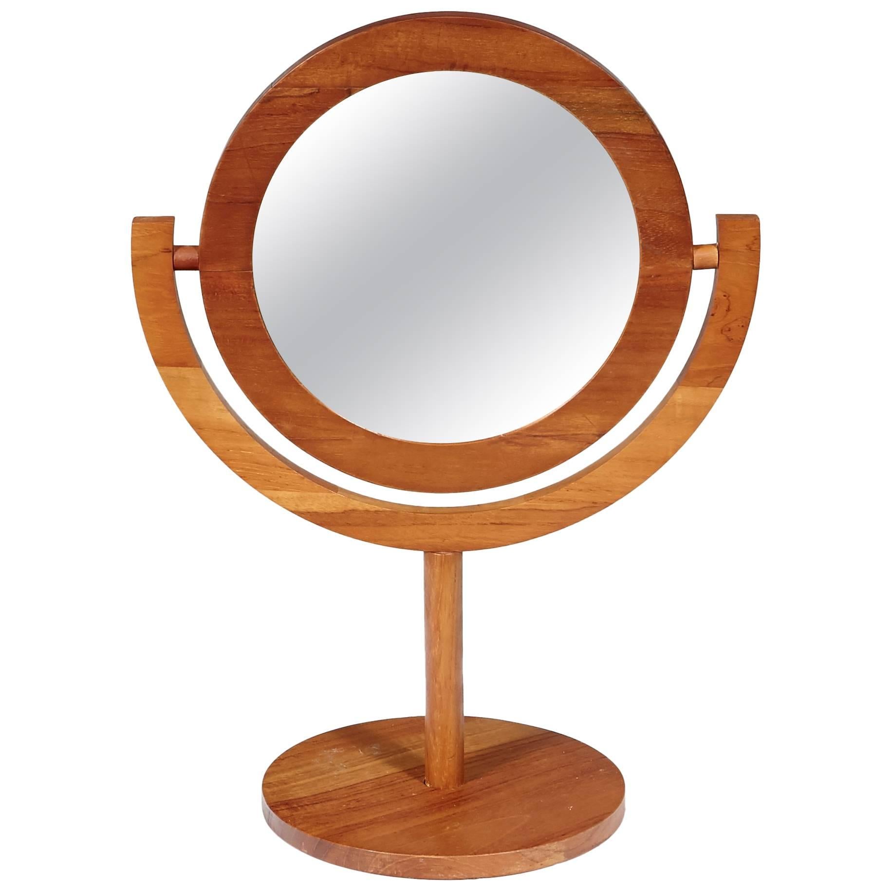 Scandinavian Modern Teak Tilting Vanity Mirror Attributed to Pedersen & Hansen