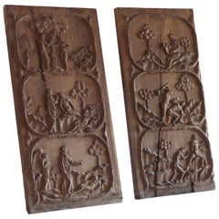 Pair of Hand-Carved Religious Panels