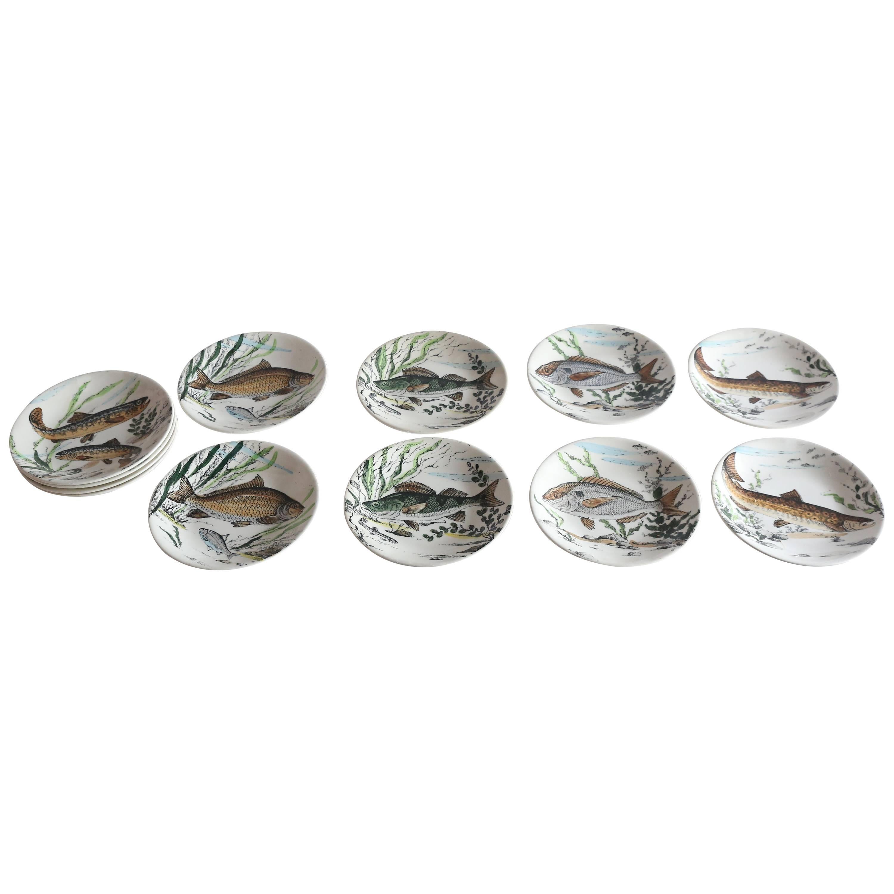 Set of 12 Gien Fish Plates from France