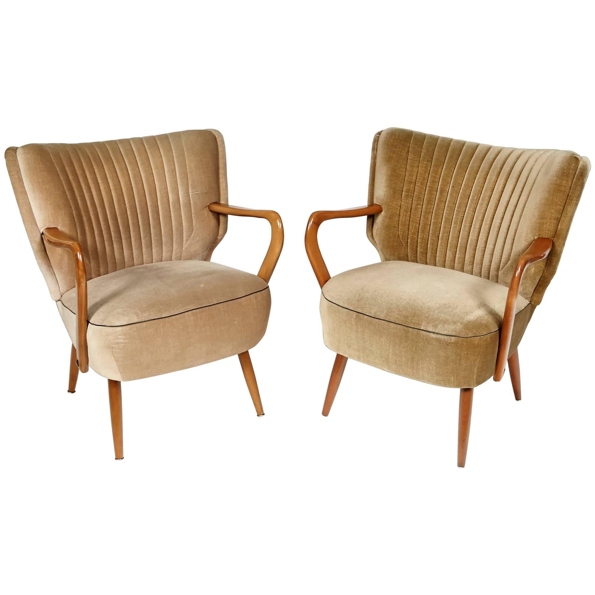 Swedish Pair of Lounge Chairs, 1950s
