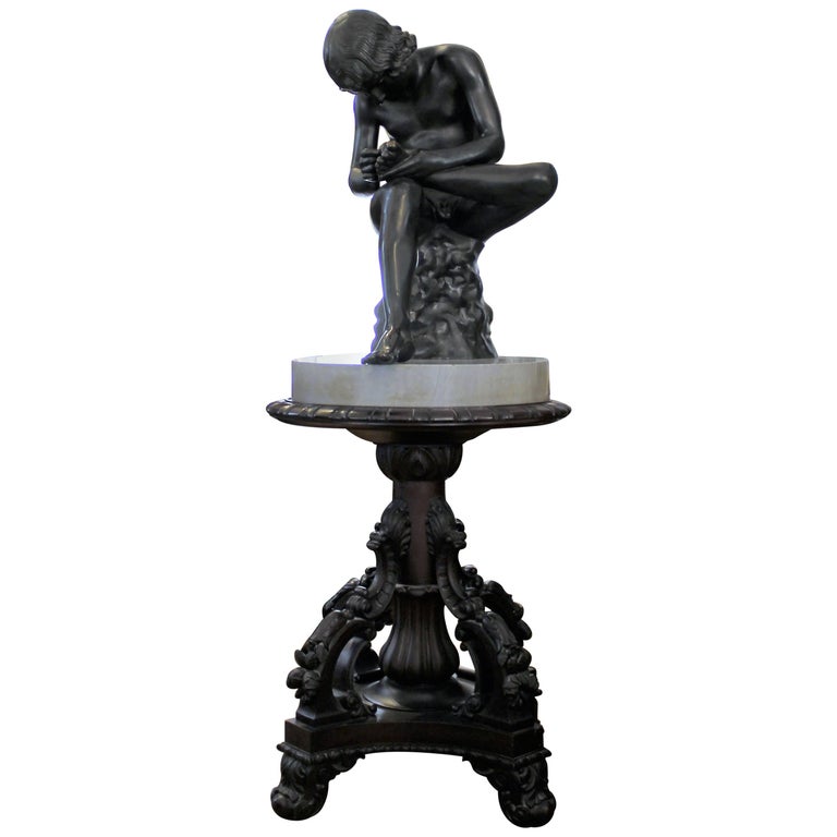 Large 19th Century Italian 'Spinario' Bronze Sculpture on Stand For