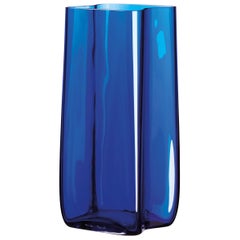Bosco Carlo Moretti Contemporary Mouth Blown Murano Glass Vase in Blue