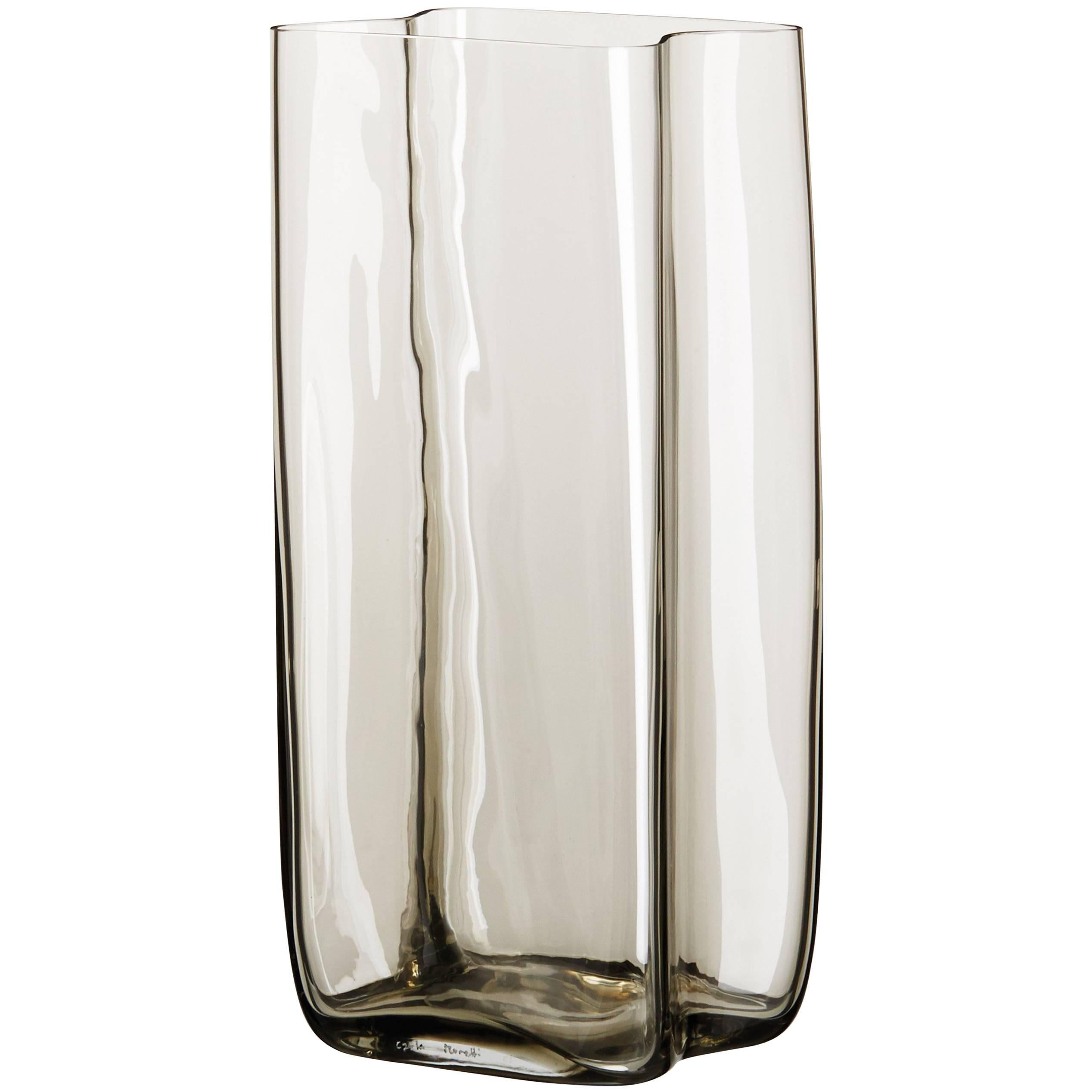 Bosco Carlo Moretti Contemporary Mouth Blown Murano Glass Vase in Clear Beige