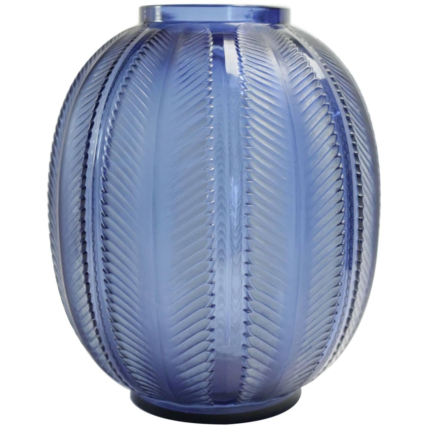 René Lalique "Biskra" Blue Vase