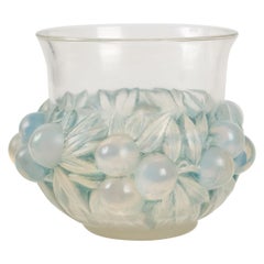 Vintage R Lalique Opalescent Vase "Prunes"