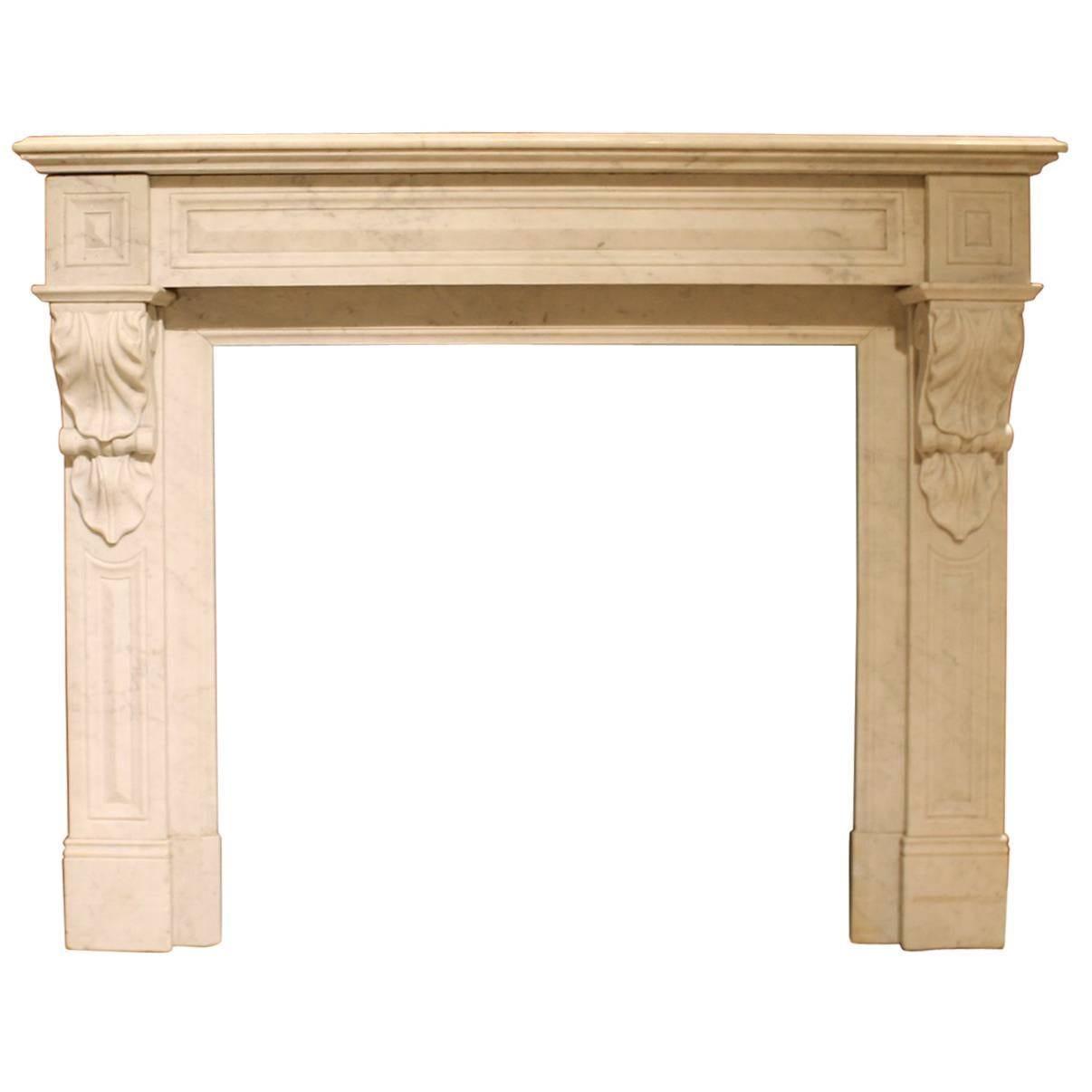Antique White Marble Fireplace mantel from the 19th Century