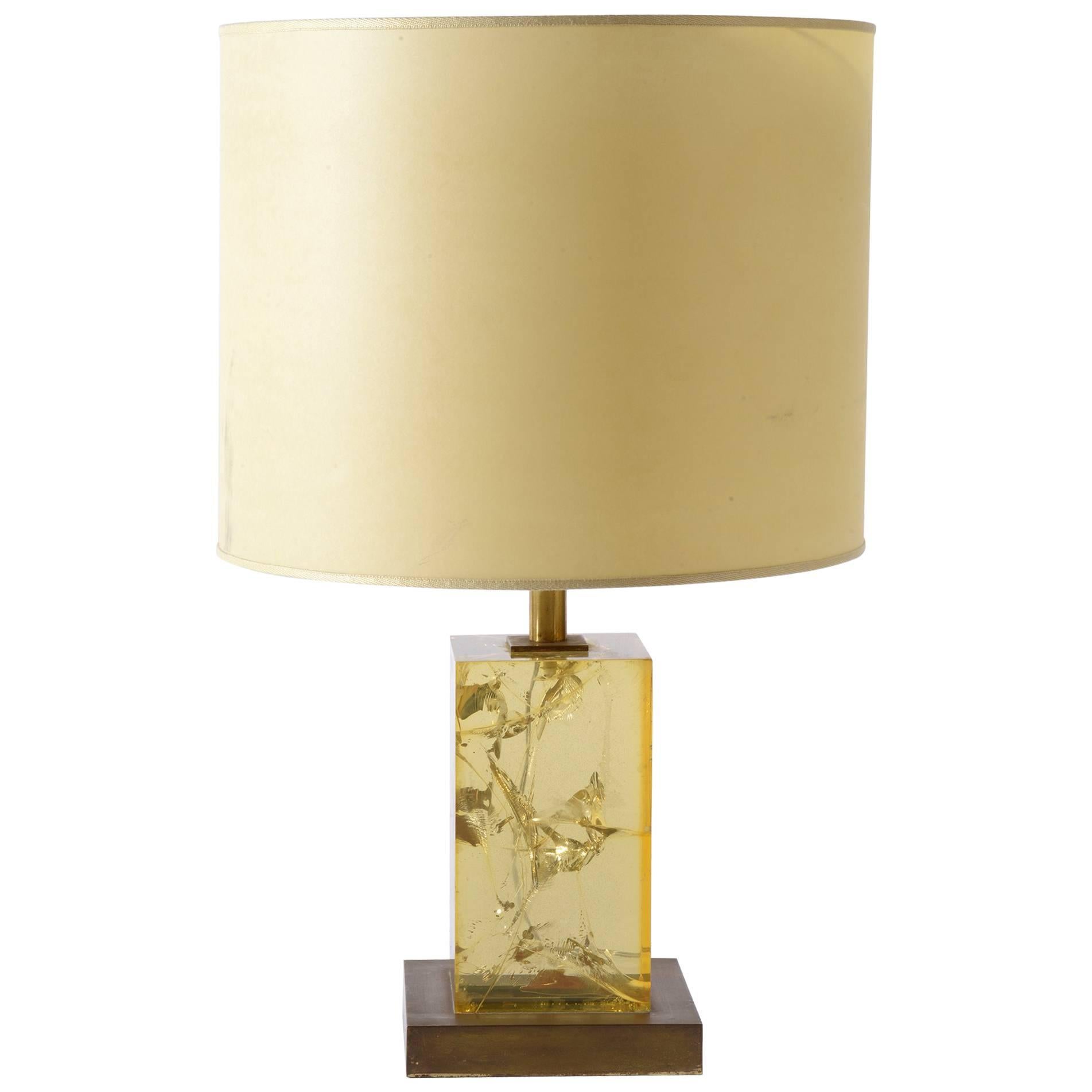 Italian 1960s Fractal Resin Table Lamp