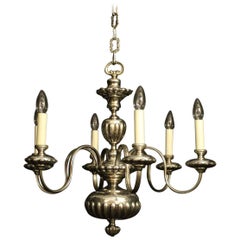 English Silver Plated Six-Light Antique Chandelier