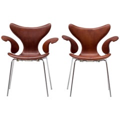 Pair of Leather Seagull Chairs