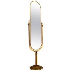 1950s Vintage Italian Brass Cheval Mirror