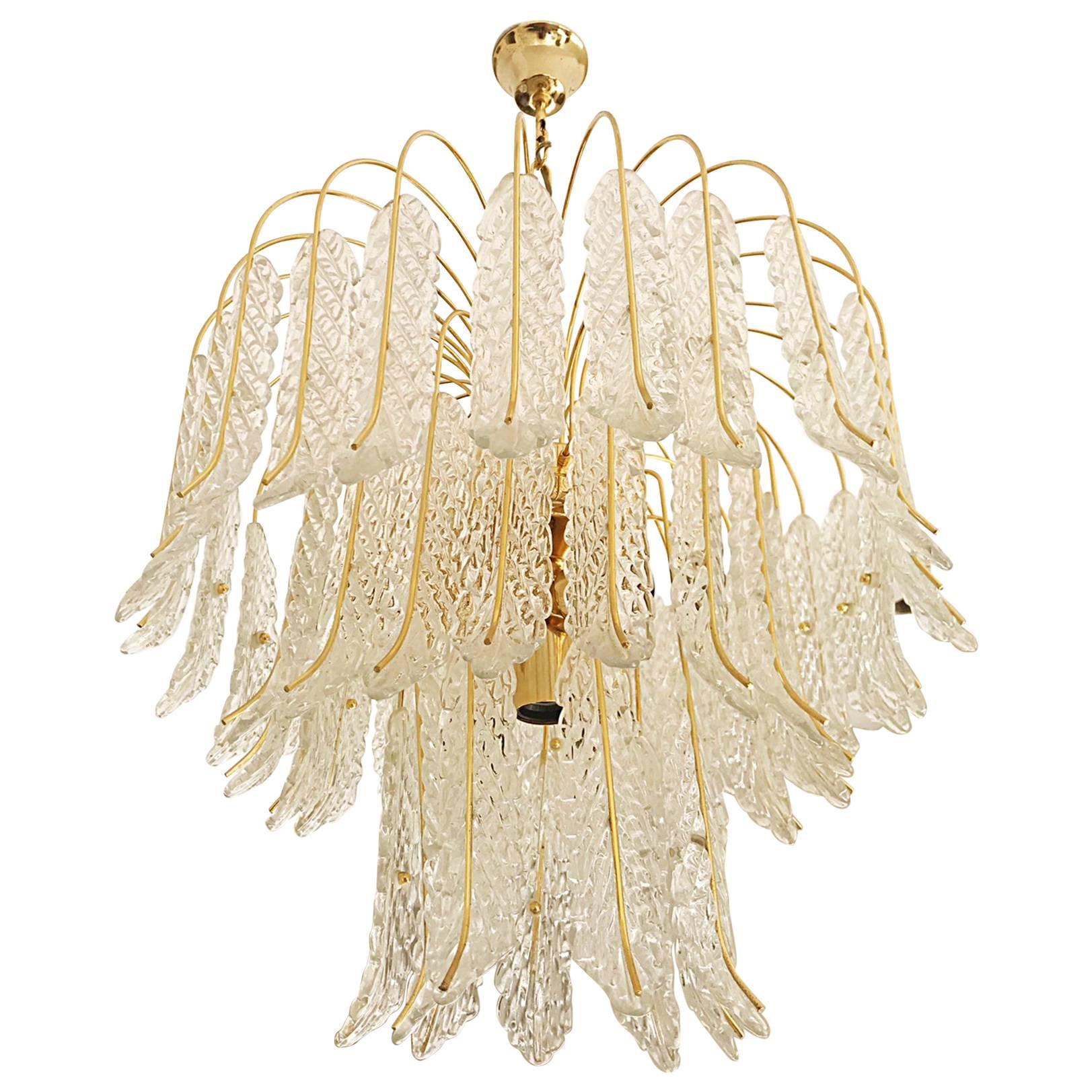 1970 Glass Leaves 54 Pieces with Gold Frame chandelier