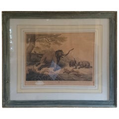 Early 19th Century Antique Print of Decoy Elephants from "Oriental Field Sports"