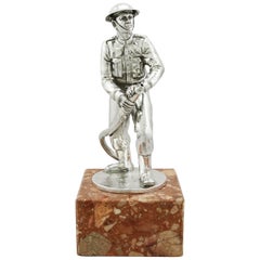 Retro 1955 Sterling Silver Fireman Ornament Trophy by Walker & Hall