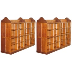 Matching Pair of Mahogany Double Sided Bookcases on Wheels Great Room Dividers