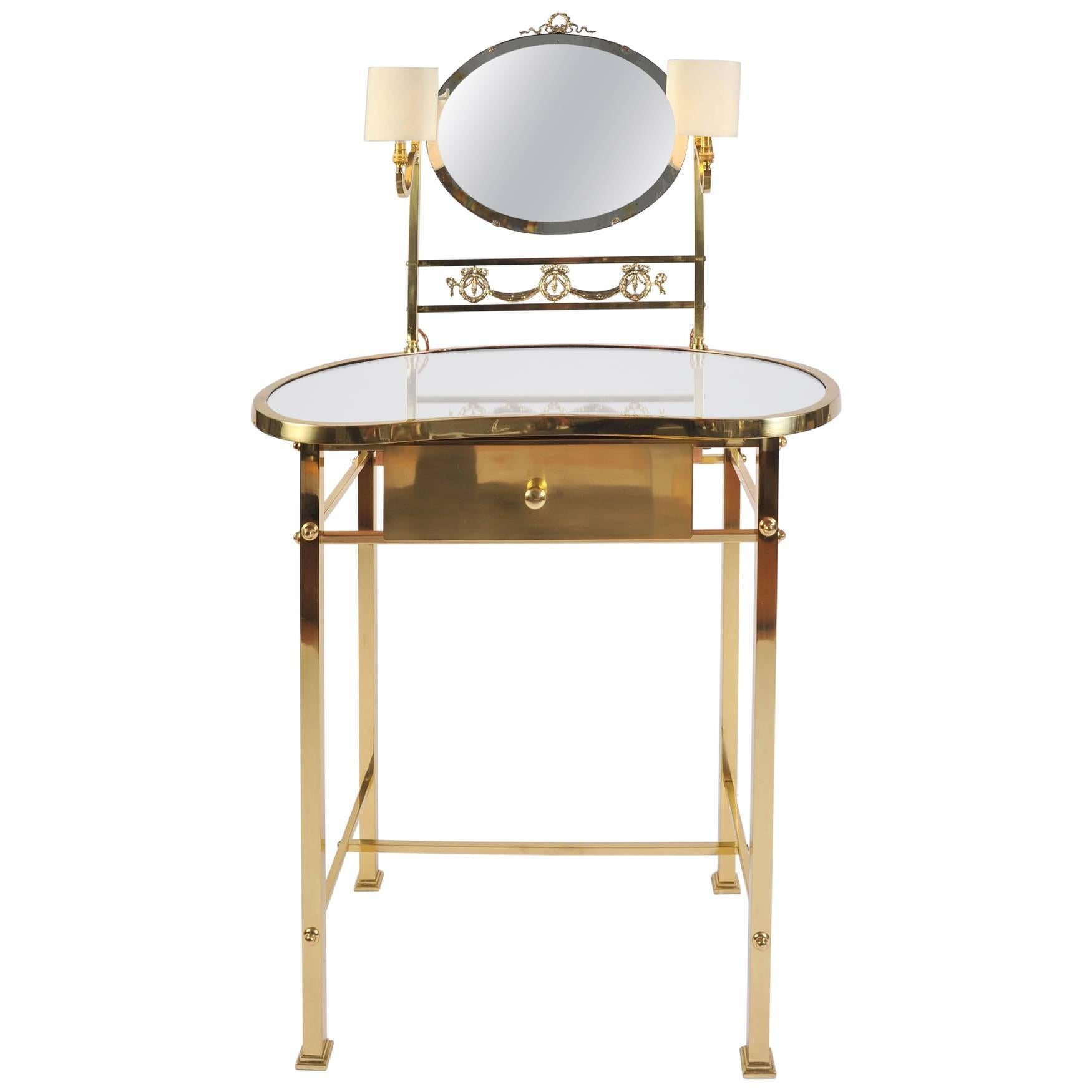 1950s Italian Brass Vanity or Dressing Table