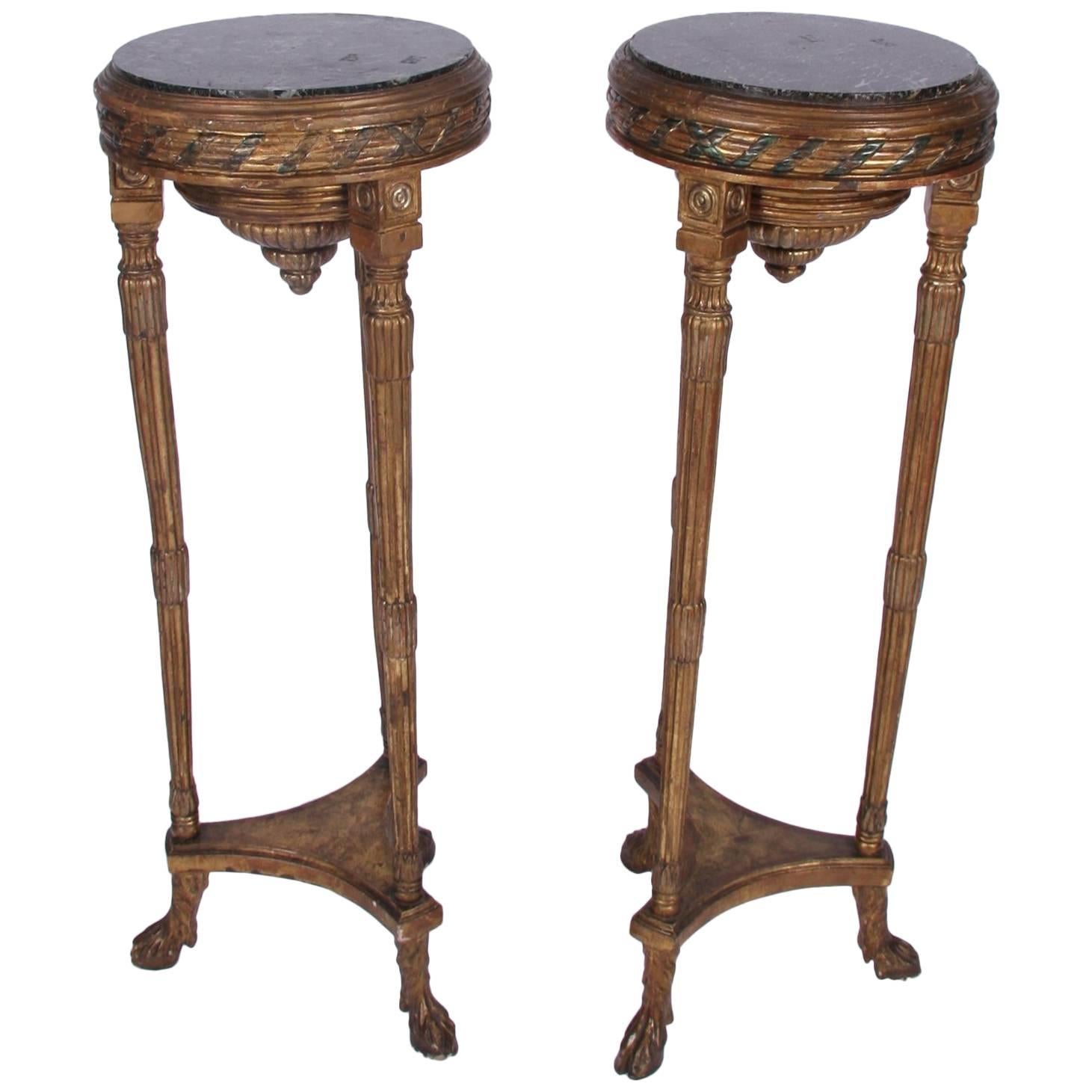 Pair of French Tall Giltwood Tables